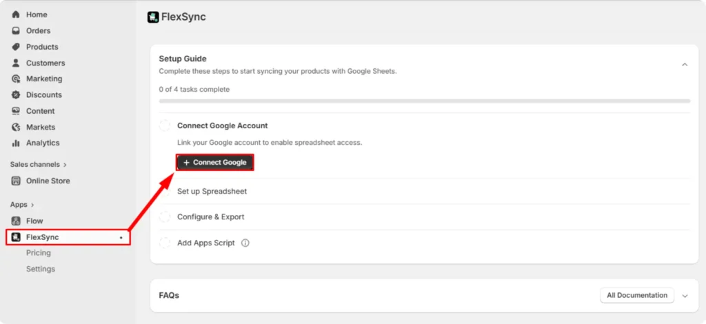 connect your google account with FlexSync