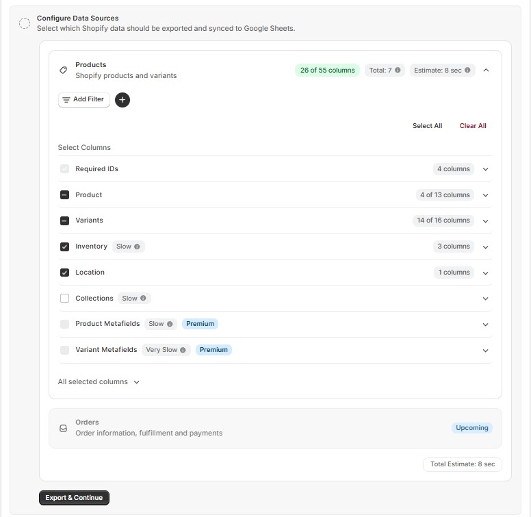 Configuring Data Sources option