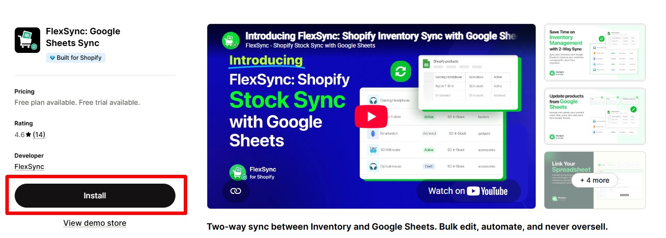 Installing FlexSync From Shopify App Store