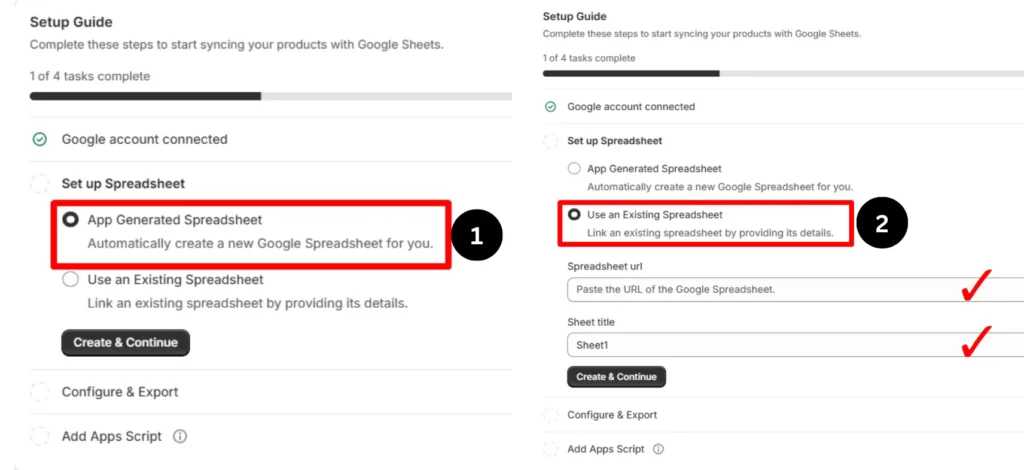 setup your Spreadsheet 