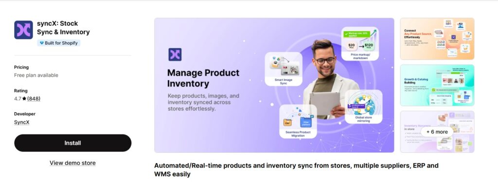 syncX shopify app
