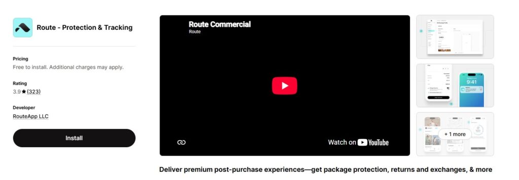 Route ‑ Protection & Tracking Shopify App Store