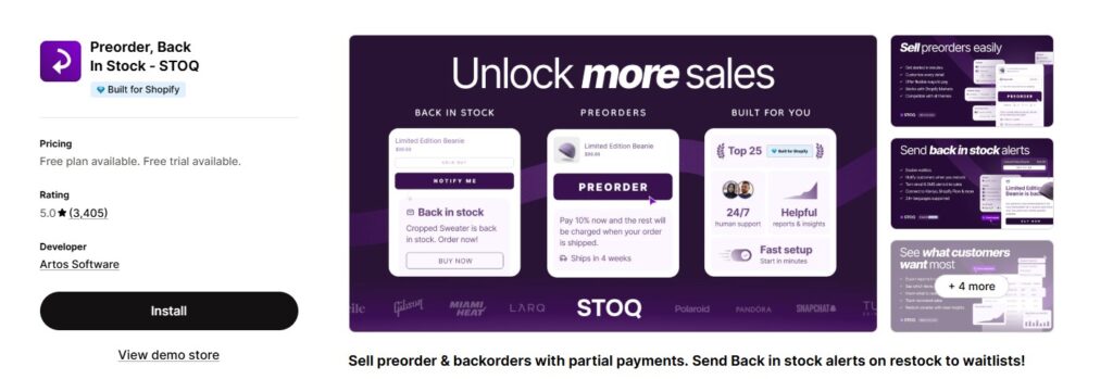 Preorder, Back In Stock ‑ STOQ Shopify App Store