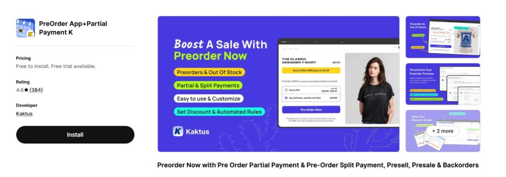 Kaktus PreOrder App + Partial Payment