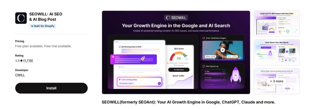 seo will app store dashboard