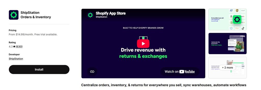 ShipStation App Store Dashboard