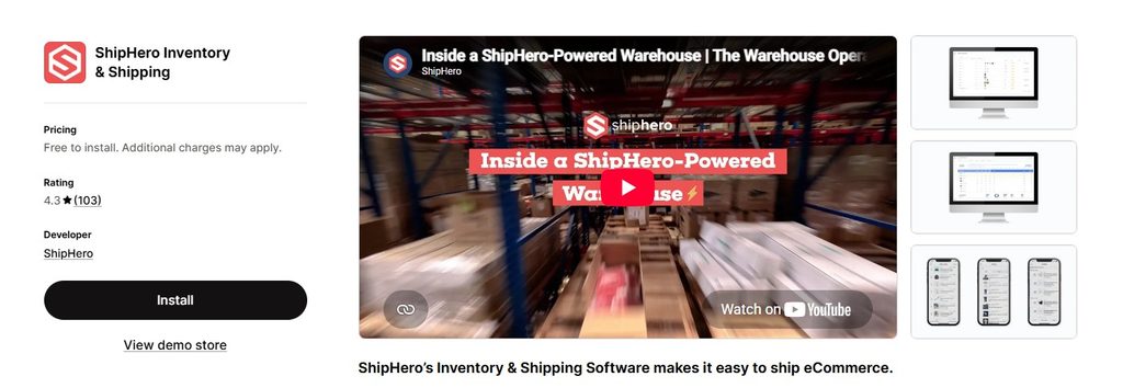 ShipHero App Store Dashboard