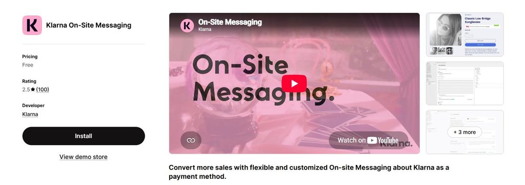 Klarna Shopify App Store Dashboard