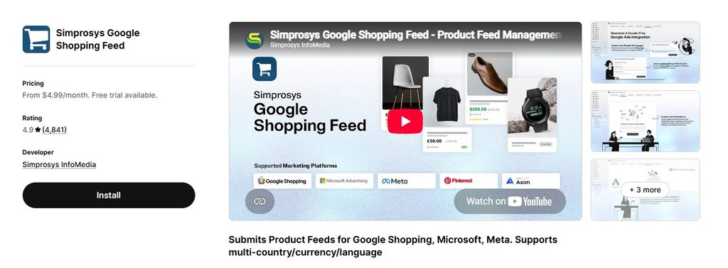 Simprosys Shopify App Store Dashboard